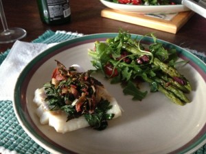Haddock dinner with asparagus.