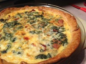 Spinach and bacon quiche