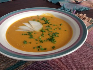 Butter nut squash soup with pears.